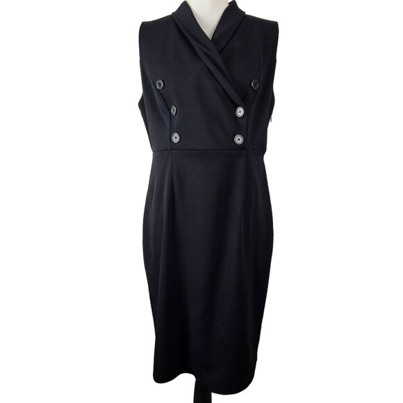 New York & Company Womens Sleeveless Black Button Dress Size Large Party Work - Picture 1 of 9
